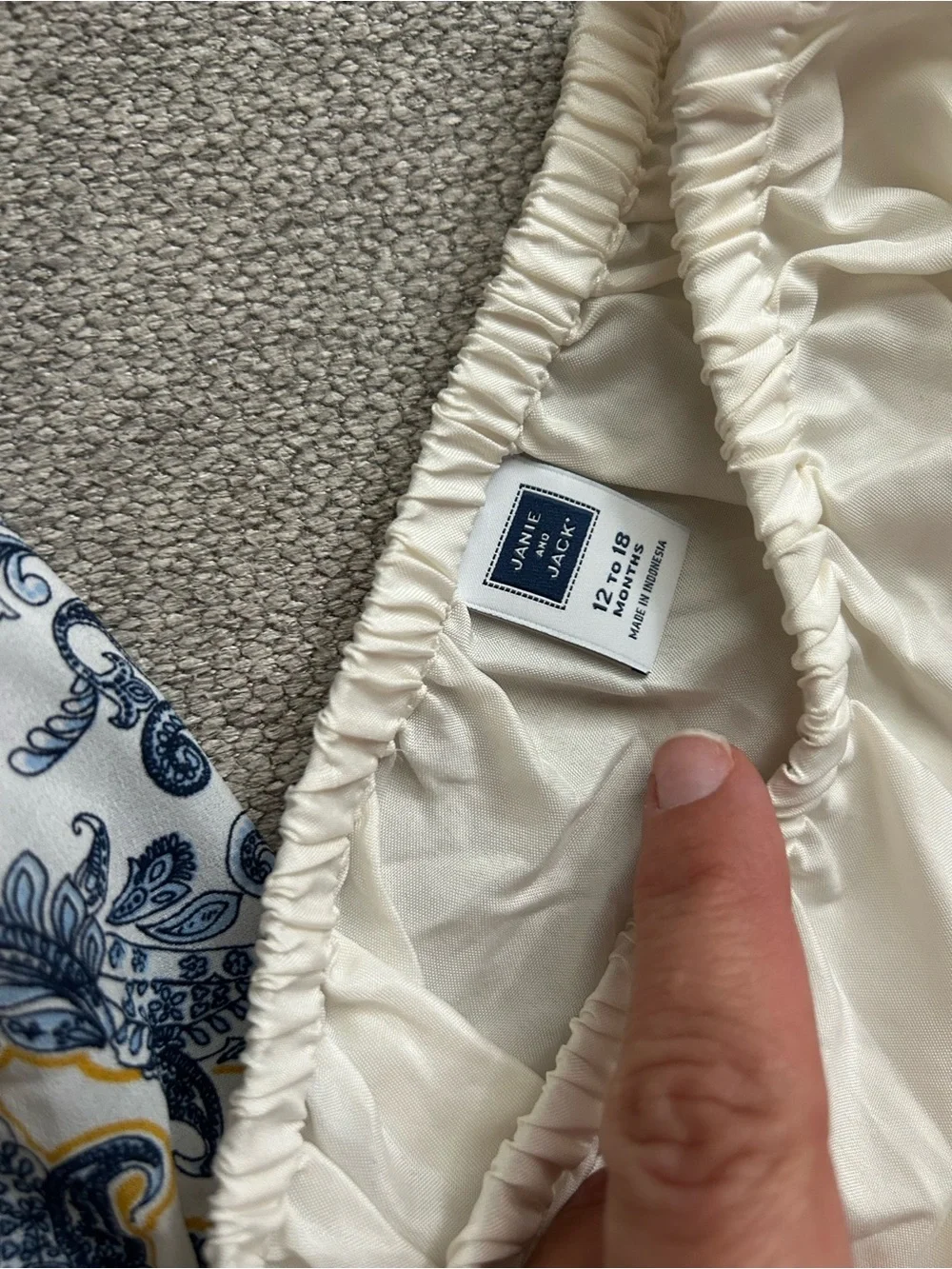 Janie and Jack Paisley A-Line Dress in White, Navy, and Gold